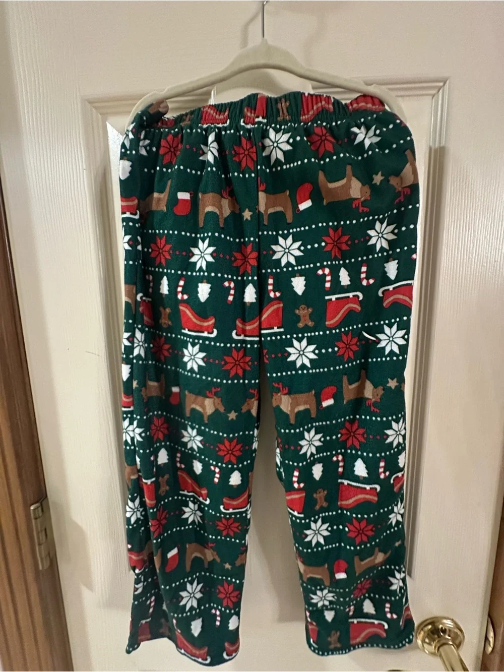 Carter's Green Holiday Reindeer Print Button-Up Pajama Set